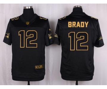 Nike Patriots #12 Tom Brady Black Men's Stitched NFL Elite Pro Line Gold Collection Jersey