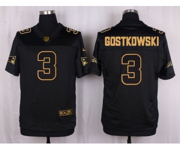 Nike Patriots #3 Stephen Gostkowski Black Men's Stitched NFL Elite Pro Line Gold Collection Jersey