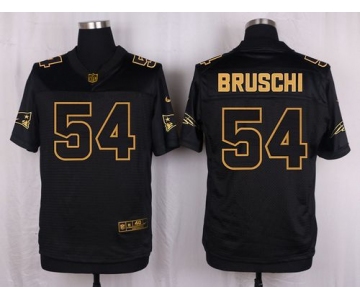 Nike Patriots #54 Tedy Bruschi Black Men's Stitched NFL Elite Pro Line Gold Collection Jersey