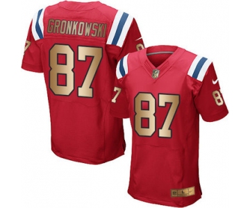 Nike Patriots #87 Rob Gronkowski Red Alternate Men's Stitched NFL Elite Gold Jersey