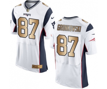 Nike Patriots #87 Rob Gronkowski White Men's Stitched NFL New Elite Gold Jersey