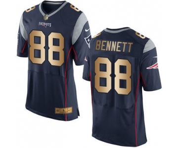 Nike Patriots #88 Martellus Bennett Navy Blue Team Color Men's Stitched NFL New Elite Gold Jersey