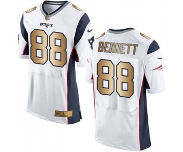 Nike Patriots #88 Martellus Bennett White Men's Stitched NFL New Elite Gold Jersey