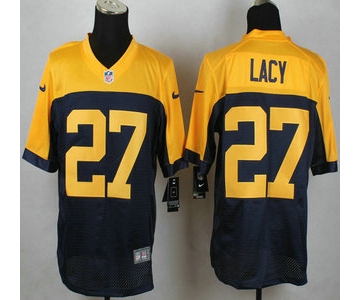 Green Bay Packers #27 Eddie Lacy Navy Blue With Gold NFL Nike Elite Jersey