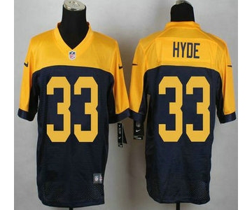 Green Bay Packers #33 Micah Hyde Navy Blue With Gold NFL Nike Elite Jersey