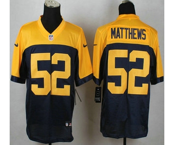 Green Bay Packers #52 Clay Matthews Navy Blue With Gold NFL Nike Elite Jersey