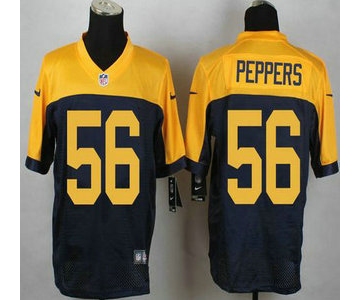 Green Bay Packers #56 Julius Peppers Navy Blue With Gold NFL Nike Elite Jersey