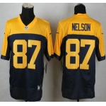 Green Bay Packers #87 Jordy Nelson Navy Blue With Gold NFL Nike Elite Jersey