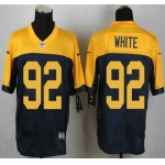 Green Bay Packers #92 Reggie White Navy Blue With Gold NFL Nike Elite Jersey