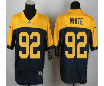 Green Bay Packers #92 Reggie White Navy Blue With Gold NFL Nike Elite Jersey