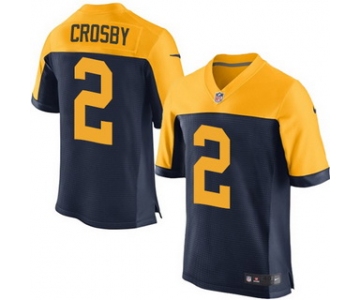 Men's Green Bay Packers #2 Mason Crosby Navy Blue Gold Alternate NFL Nike Elite Jersey