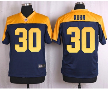 Men's Green Bay Packers #30 John Kuhn Navy Blue Gold Alternate NFL Nike Elite Jersey