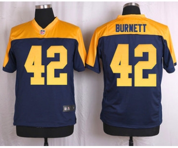 Men's Green Bay Packers #42 Morgan Burnett Navy Blue Gold Alternate NFL Nike Elite Jersey