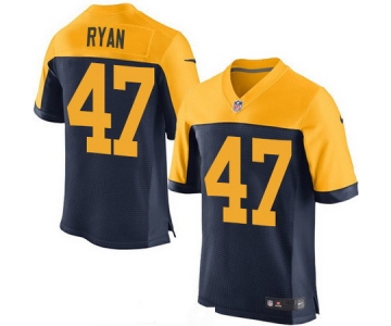 Men's Green Bay Packers #47 Jake Ryan Navy Blue With Gold Alternate NFL Nike Elite Jersey