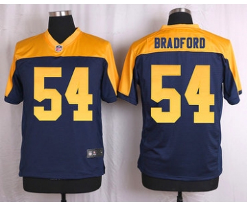 Men's Green Bay Packers #54 Carl Bradford Navy Blue Gold Alternate NFL Nike Elite Jersey