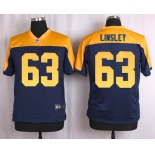 Men's Green Bay Packers #63 Corey Linsley Navy Blue Gold Alternate NFL Nike Elite Jersey