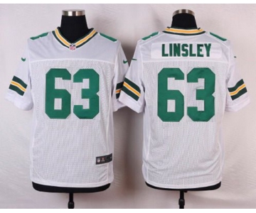 Men's Green Bay Packers #63 Corey Linsley White Road NFL Nike Elite Jersey