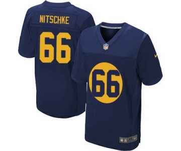 Men's Green Bay Packers #66 Ray Nitschke Navy Blue Alternate NFL Nike Elite Jersey