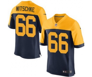 Men's Green Bay Packers #66 Ray Nitschke Navy Blue Gold Retired Player NFL Nike Elite Jersey