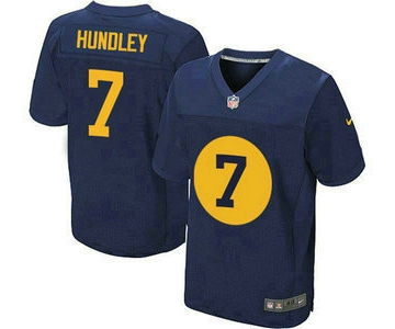 Men's Green Bay Packers #7 Brett Hundley Alternate Navy Blue Stitched NFL Nike Elite Jersey