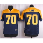 Men's Green Bay Packers #70 T. J. Lang Navy Blue Gold Alternate NFL Nike Elite Jersey