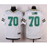Men's Green Bay Packers #70 T. J. Lang White Road NFL Nike Elite Jersey