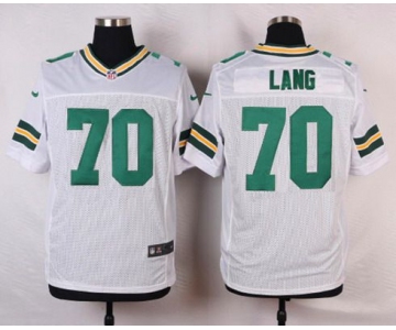 Men's Green Bay Packers #70 T. J. Lang White Road NFL Nike Elite Jersey