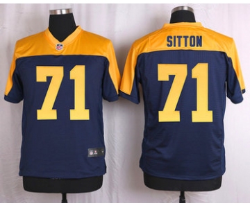 Men's Green Bay Packers #71 Josh Sitton Navy Blue Gold Alternate NFL Nike Elite Jersey