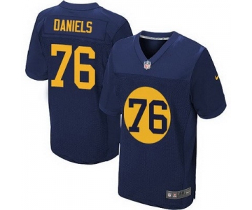 Men's Green Bay Packers #76 Mike Daniels Navy Blue Alternate NFL Nike Elite Jersey