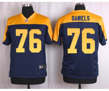 Men's Green Bay Packers #76 Mike Daniels Navy Blue Gold Alternate NFL Nike Elite Jersey