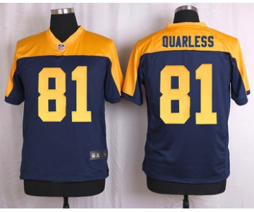 Men's Green Bay Packers #81 Andrew Quarless Navy Blue Gold Alternate NFL Nike Elite Jersey