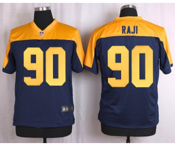 Men's Green Bay Packers #90 B.J. Raji Navy Blue Gold Alternate NFL Nike Elite Jersey