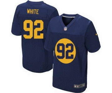 Men's Green Bay Packers #92 Reggie White Navy Blue Alternate NFL Nike Elite Jersey