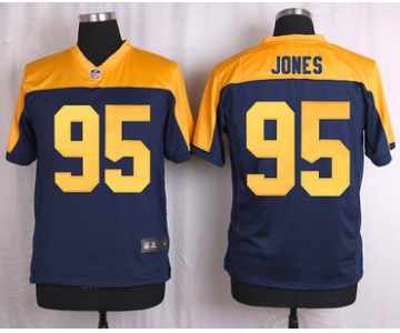 Men's Green Bay Packers #95 Datone Jones Navy Blue Gold Alternate NFL Nike Elite Jersey