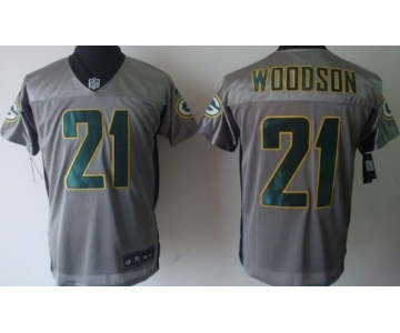 Nike Green Bay Packers #21 Charles Woodson Gray Shadow Elite Jersey