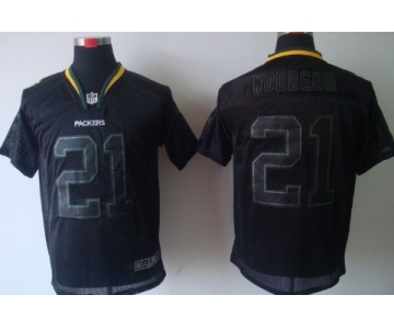 Nike Green Bay Packers #21 Charles Woodson Lights Out Black Elite Jersey