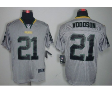 Nike Green Bay Packers #21 Charles Woodson Lights Out Gray Elite Jersey