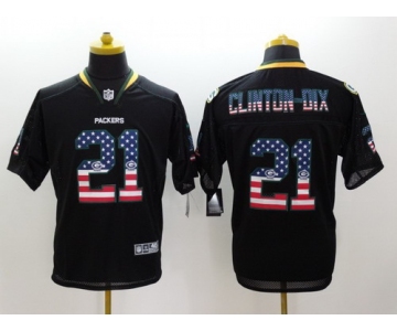 Nike Green Bay Packers #21 Ha Ha Clinton-Dix 2014 USA Flag Fashion Black Elite Jersey