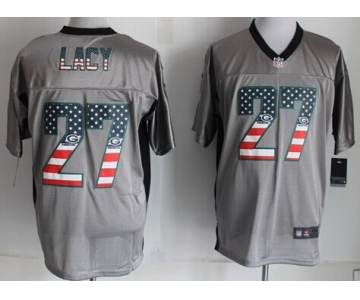 Nike Green Bay Packers #27 Eddie Lacy 2014 USA Flag Fashion Gray Elite Jersey