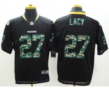 Nike Green Bay Packers #27 Eddie Lacy Black With Camo Elite Jersey