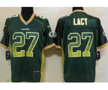 Nike Green Bay Packers #27 Eddie Lacy Drift Fashion Green Elite Jersey