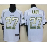 Nike Green Bay Packers #27 Eddie Lacy Drift Fashion White Elite Jersey