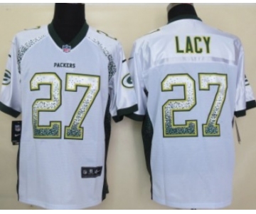 Nike Green Bay Packers #27 Eddie Lacy Drift Fashion White Elite Jersey