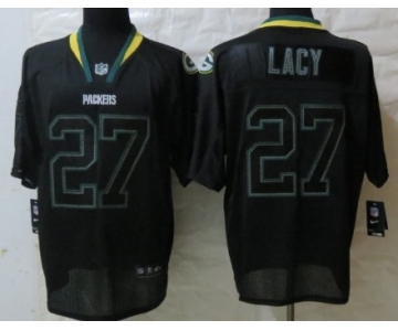 Nike Green Bay Packers #27 Eddie Lacy Lights Out Black Elite Jersey