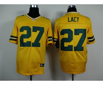 Nike Green Bay Packers #27 Eddie Lacy Yellow Elite Jersey