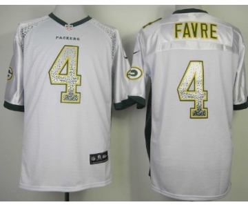 Nike Green Bay Packers #4 Brett Favre Drift Fashion White Elite Jersey