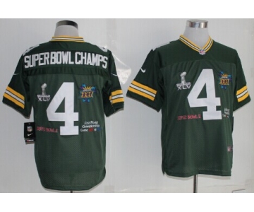 Nike Green Bay Packers #4 Super Bowl Champs Green Elite Jersey