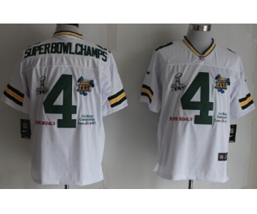 Nike Green Bay Packers #4 Super Bowl Champs White Elite Jersey