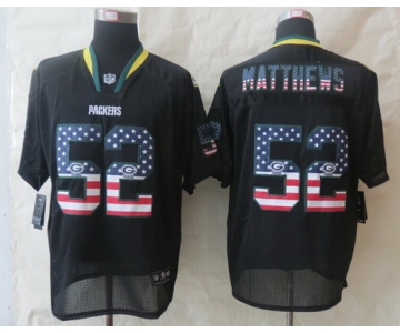 Nike Green Bay Packers #52 Clay Matthews 2014 USA Flag Fashion Black Elite Jersey