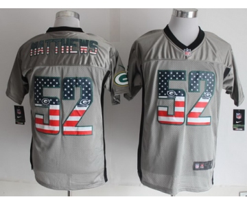 Nike Green Bay Packers #52 Clay Matthews 2014 USA Flag Fashion Gray Elite Jersey